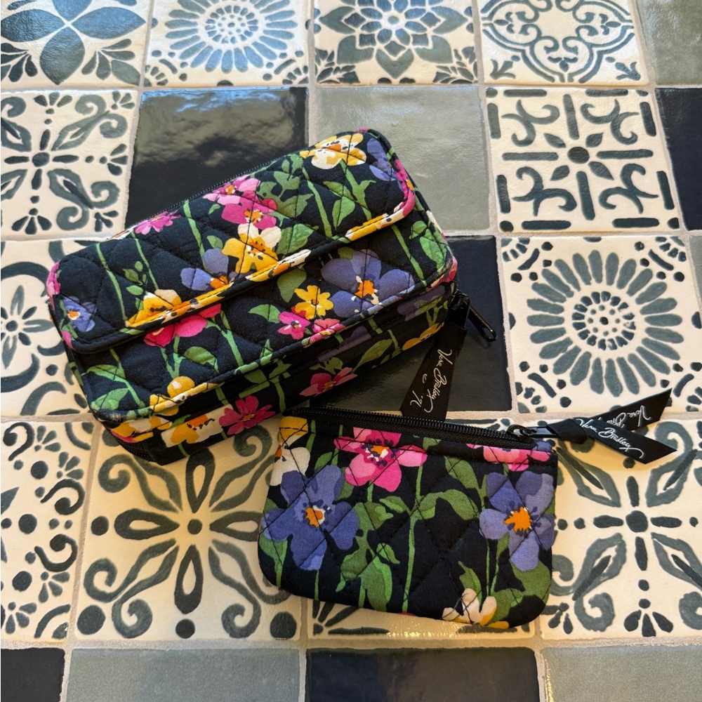 Vera Bradley Black Floral Bag Set